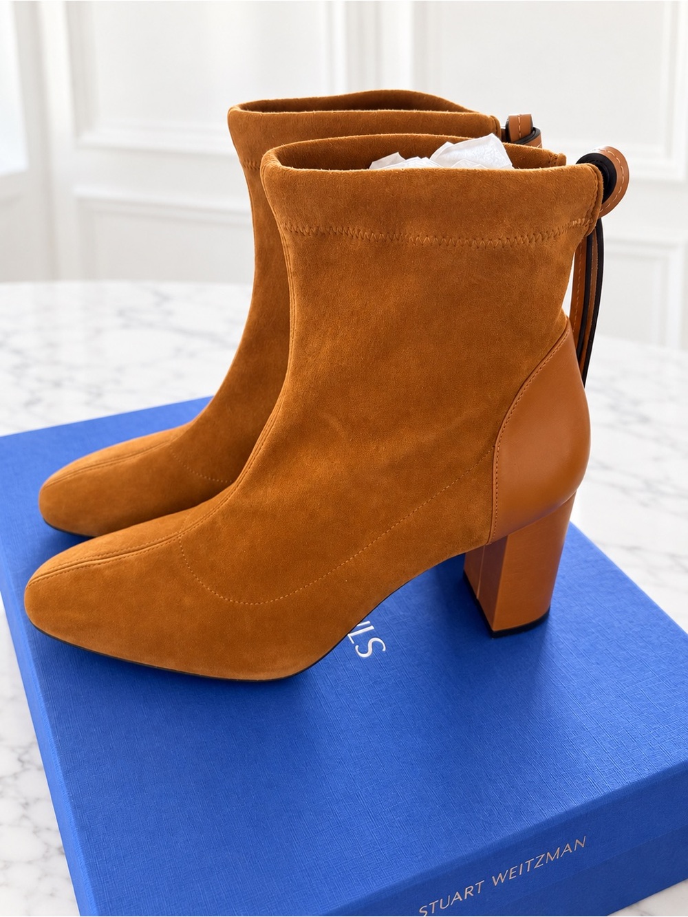 Stuart Weitzman Wolfe Bridle Suede Ankle Boots Booties 8.5M w/ Box Dust Bag NWOT
